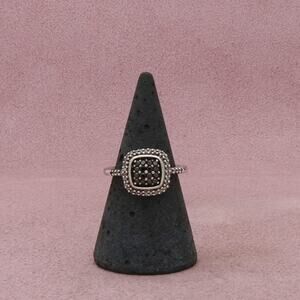 zales sterling silver pave black & white diamond ring size 7